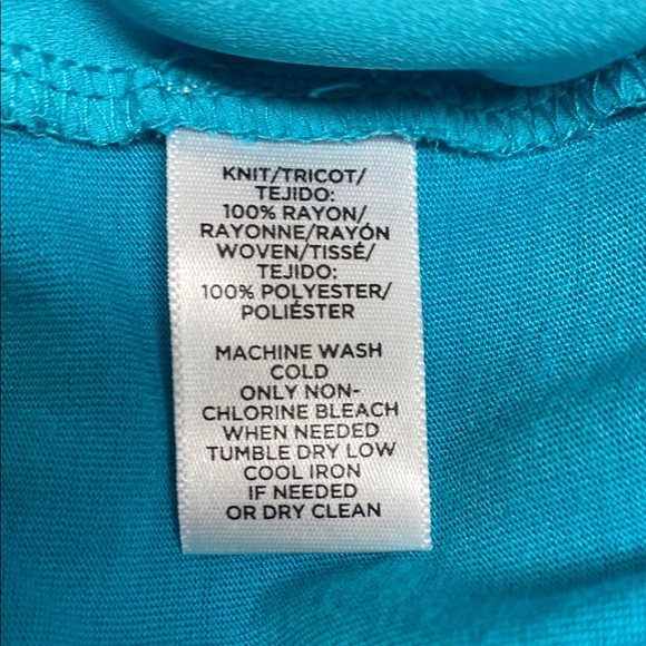 LOFT Blouse V-Neck Sleeveless Mixed Media Turquoise Blue Green Size Large - Picture 3 of 9